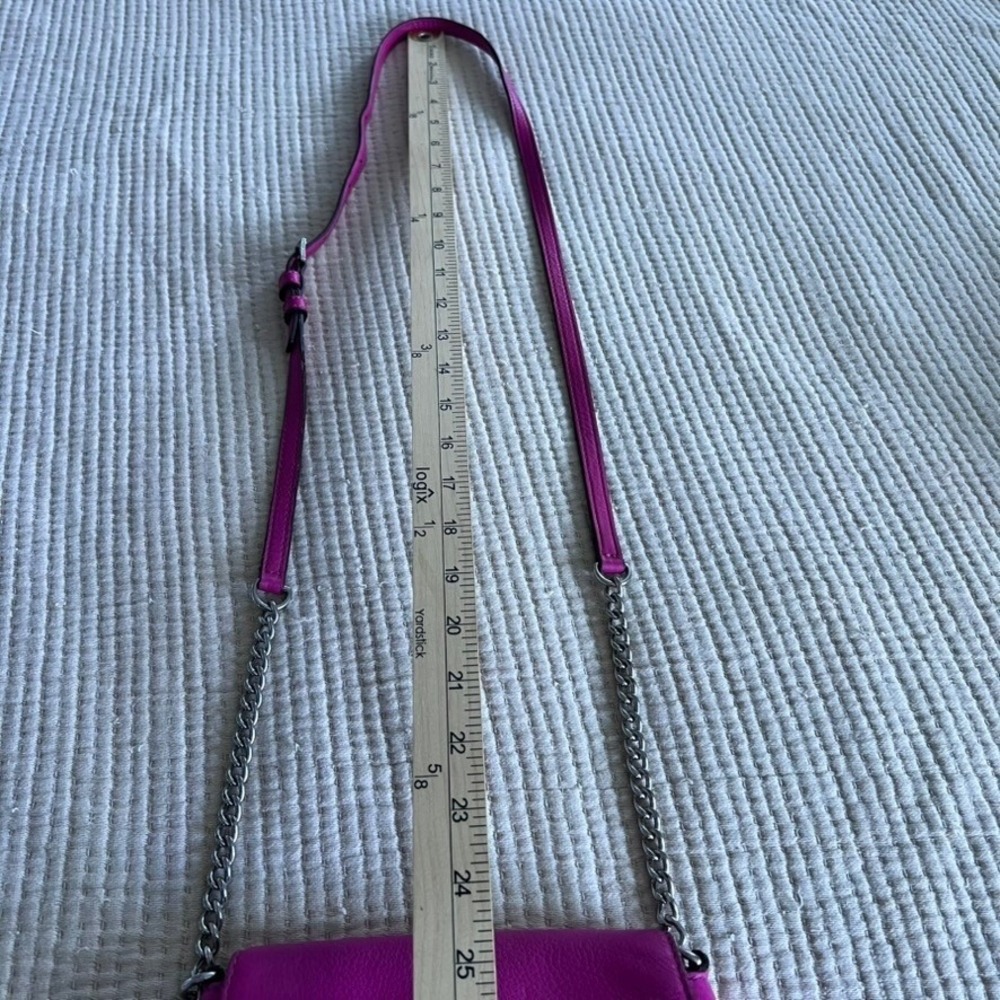 Michael Kors Fulton Small Pebble Leather Flap Crossbody Bag Purse Pink Silver - Picture 13 of 13